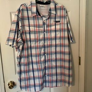 XXL Columbia Fishing Shirt Red White Blue